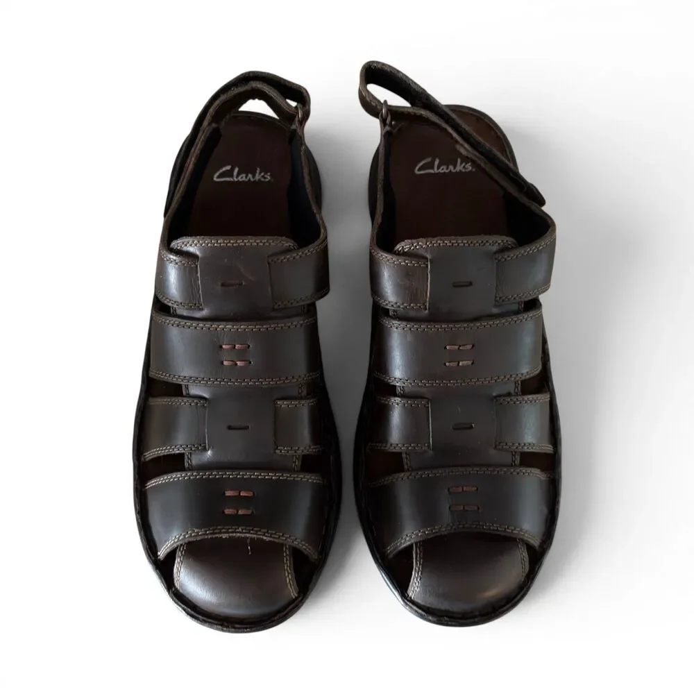 Clarks Swing Sky Mens 11M Brown Leather Fisherman Sandals Comfort 26068017